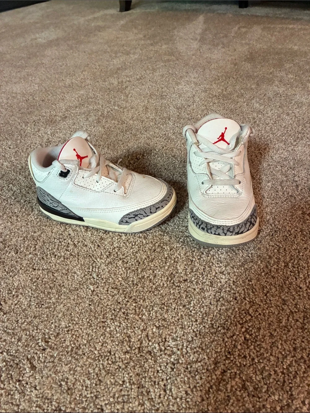 Nike Air Jordan 3 Retro White Cement Kids Sneakers Size 8C